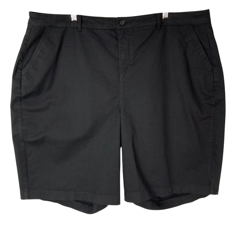 NYDJ Black Solid Chino Shorts 20W Button Zip Fly Lift Tuck Technology Pockets